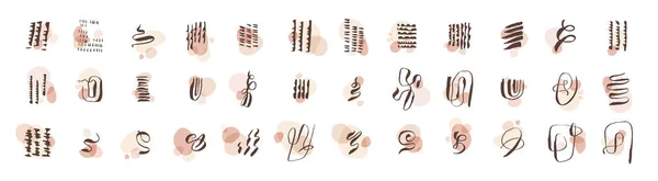スタイリッシュな芸術的な手描きのテクスチャ アイコン ミニ作曲セット ミニマルな線 スミア ブラシストローク ノット 手描き波状グラフィックデザイン要素 — ストックベクタ
