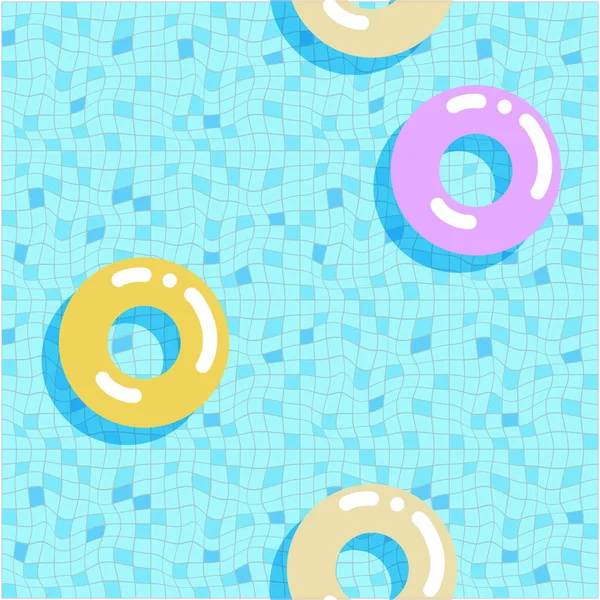 stock image Swimming pool inflated rings seamless pattern. Summertime digital paper. Water surface visual illusion illustration. Colorful tile repeat backdrop. Summer fabric textile design background