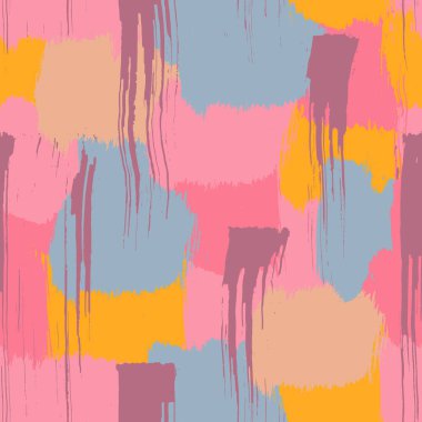 Sanatsal kusursuz desen. Renkli soyut resim arka planı tekrarlıyor. El yapımı boya fırçası sanat arka planı. Moda kumaş tasarımı, web dijital kağıt. Boyalı çocuksu yüzey tasarımı