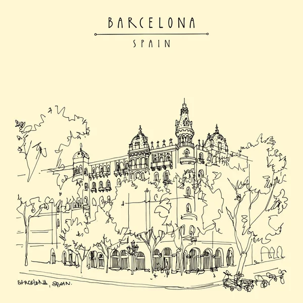 Barcelona Catalunha Espanha Cartão Postal Turístico Bela Arquitetura Perto Placa —  Vetores de Stock