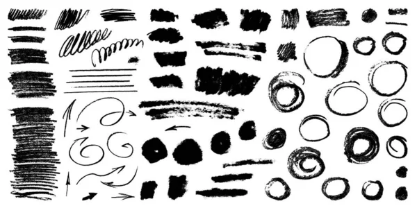 Набір Стрілочкою Щітки Груба Колекція Писарів Рука Намальованих Елементів Грандж — стоковий вектор