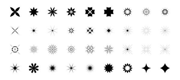 Stjärnikoner Inställda Moderna Abstrakta Grafiska Former Y2K Geometriska Figurer Symboler — Stock vektor