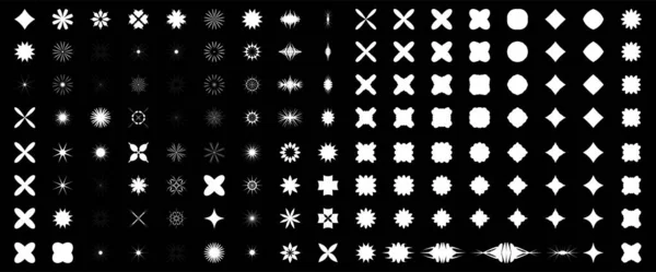 明星图标设置 现代抽象图形形状 Y2K几何图形符号复古的未来最小的扁平花 大胆的设计元素 残忍者射线轮廓系列 — 图库矢量图片