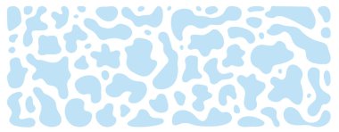 Soyut vektör sıvı organik damlalar. Modern Japon sıvı daire elementleri. Rastgele, sevimli, çocuksu, yuvarlak leke formları. Açık mavi, pürüzsüz çakıl taşı şekilleri. Oval sıvı amip figürleri