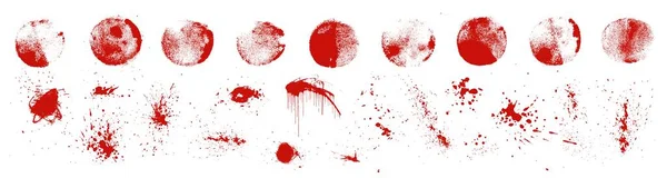 Bir Dizi Vektör Kan Sıçrama Dokusu Kırmızı Kan Lekesi Korku — Stok Vektör