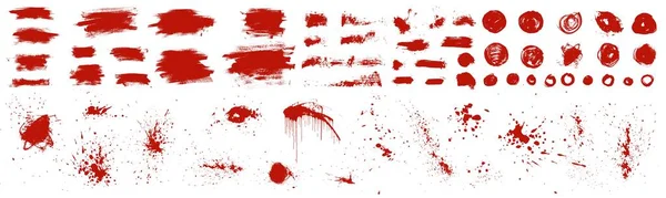 Kırmızı Kan Dokuları Çizilmiş Vektör Biçimsiz Seti Çizgiler Daireler Sıvı — Stok Vektör