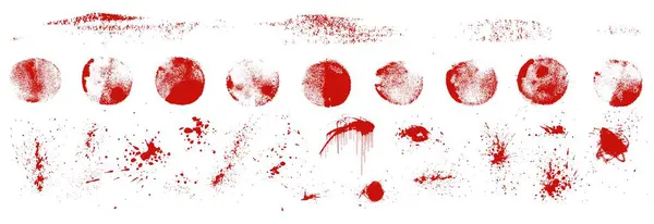 Vectorbloedspetters Rode Bloedvlek Horror Achtergrond Spatten Grungy Hand Getrokken Spons — Stockvector