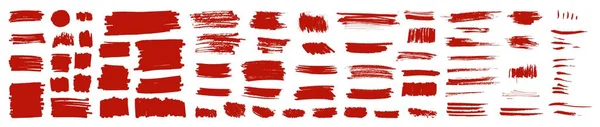 Grungy Vecteur Rouge Couleur Pinceau Peinture Cadrages Coup Encre Rugueuse — Image vectorielle