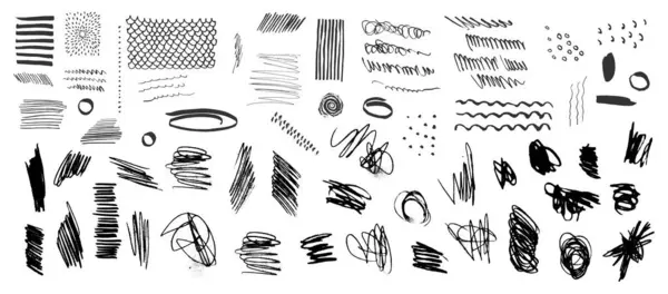 Set Vector Grungy Graphic Dirty Scribble Elements Hand Drawn Textured — Stock Vector