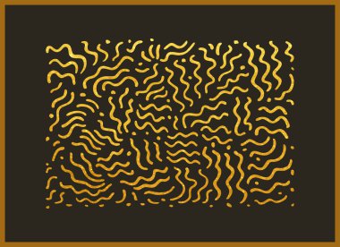 Altın rengi karalamalar dekoratif çerçeveli zengin duvar sanatı. Zarif lüks altın tablo ya da siyah arka planda baskı. Parlak, sanatsal arkaplan. Pahalı görünümlü sarı renkli parıldayan duvar kağıdı.