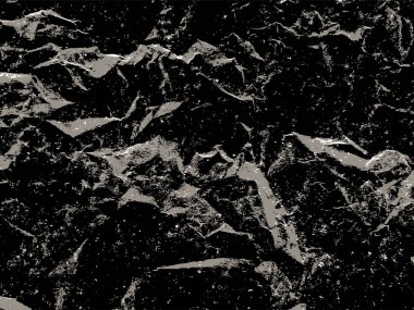 Eski kağıt arkaplan. Buruşmuş şablon vektörü. Pürüzlü, buruşuk efekt örtüsü. Kore ince, kumlu, tozlu, koyu gri sayfa bg. Retro kar dağı zirvesi taklidi