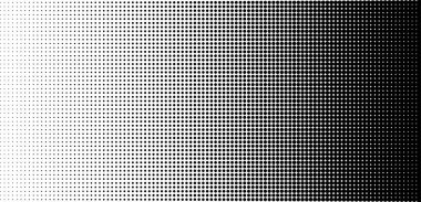 Noktalı yarım ton arkaplan. Siyah vektör nokta deseni. Soluk yarım ton etkisi nokta ses gradyanı. Dijital piksel tahıl tozu. Tahıllı duoton benek dokusu. Modern geometrik karikatür bg. Mürekkep spreyi derecelendirmesi