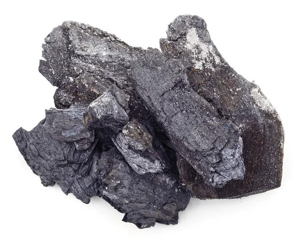 Montón Carbón Aislado Sobre Fondo Blanco — Foto de Stock
