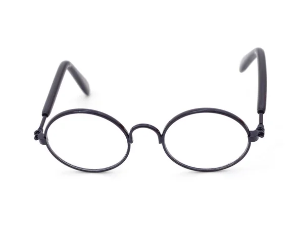 Okrągłe Czarne Metalowe Okulary Odizolowane Białym Tle — Zdjęcie stockowe