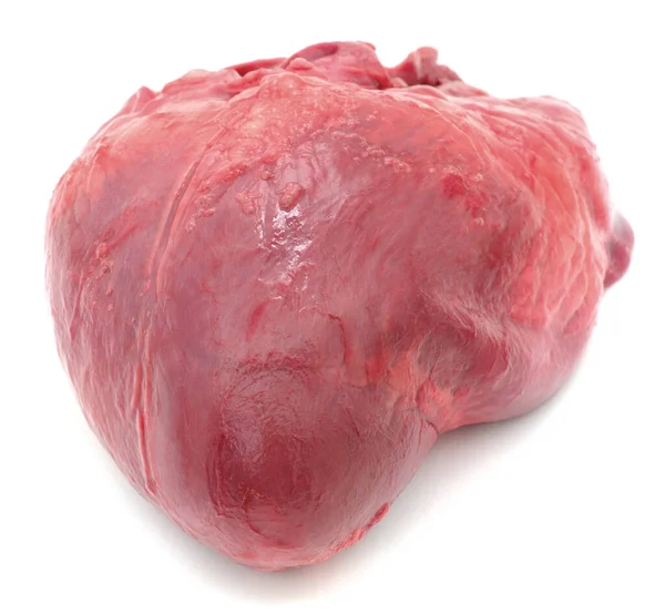 Ωμή Καρδιά Χοιρινού Κρέατος Απομονωμένη Λευκό Φόντο — Φωτογραφία Αρχείου