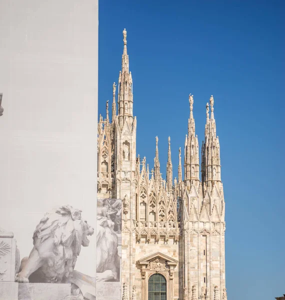 Milán Italia Porción Catedral Milán Duomo Sin Nadie Skyline Ningún —  Fotos de Stock