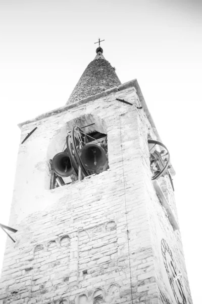 Brescia Menara Lonceng Gereja Dalam Hitam Dan Putih — Stok Foto