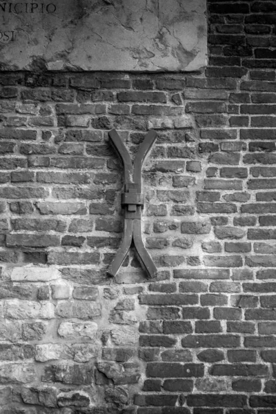 Siyah Beyaz Vicenza Nın Eski Duvarları — Stok fotoğraf