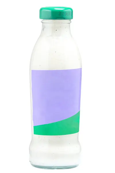 Flasche Mit Schmackhafter Sauce Auf Weißem Hintergrund Cäsar Salat — Stockfoto