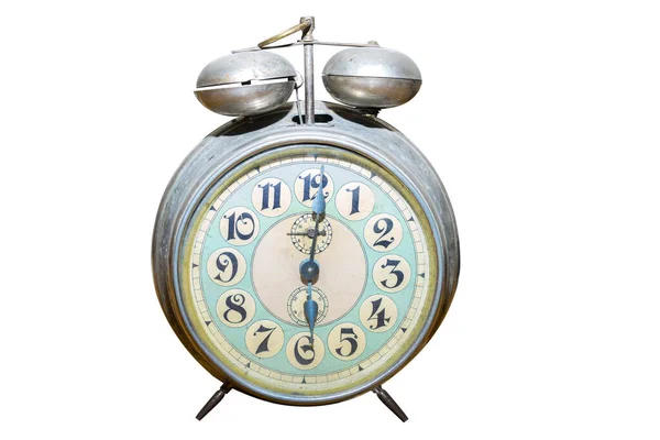 Reloj Despertador Vintage Aislado Sobre Fondo Blanco —  Fotos de Stock