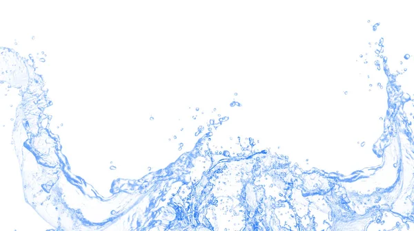 青い水のスプラッシュと泡の波は白い背景に飲みます リラクゼーション ミネラルウォーター クリーン 精製された さわやかな水 さわやかな 明るい コピースペース バナー — ストック写真