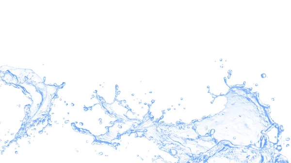 Niebieska Woda Fala Bąbelkami Pić Białym Tle Rozpryskująca Się Woda — Zdjęcie stockowe