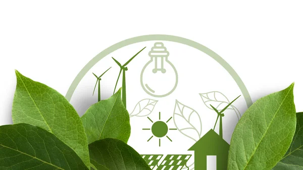Ahorro Energía Antecedentes Sobre Concepto Energía Renovable Vivir Futuro Sobre — Foto de Stock