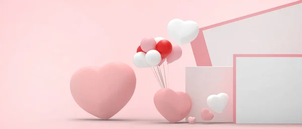 Dia Dos Namorados Cartão Saudação Coração Balão Para Aniversário Casamento — Fotografia de Stock