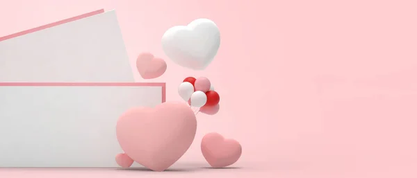 Cartão Saudação Dia Dos Namorados Coração Balão Para Aniversário Amor — Fotografia de Stock