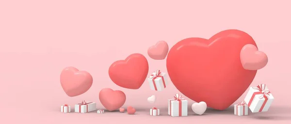 Happy Valentine Day Greeting Card Sells Banner Gift Box Heart — Foto de Stock