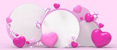 Valentine's Day background. Gift box and template Promotion for banner sale and Greeting Card for elements of love concept. Anniversary, Wedding, Romantic, Inspiration, copy space, Banner-3d Rendering