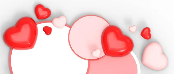 Arkaplanda Sevgililer Günü Tanıtım Kartı Için Kalp Balonu Var Yıldönümü — Stok fotoğraf