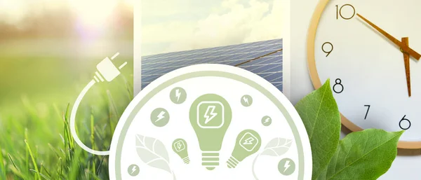 Cambio Contexto Medioambiental Concepto Energía Renovable Para Concepto Sostenibilidad Electricidad — Foto de Stock
