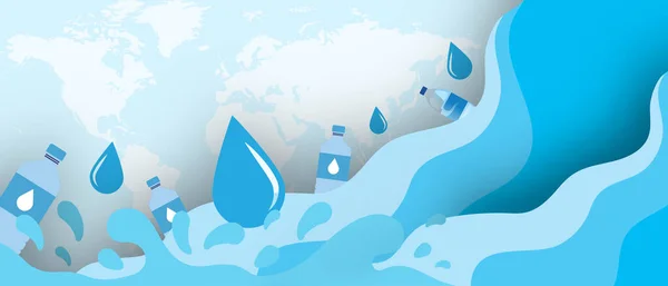 World water day and ecology concept for Paper cut style. sustainable, lifestyle, banner, environment, Natural, software, website -3d Rendering