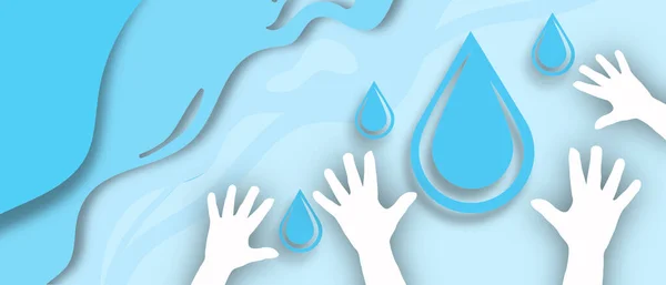 World Water Day and Water Savings Campaign for Hands holding clean water drop and environment sustainable concept. lifestyle, Natural, environment, banner, copy space, website -3d Rendering