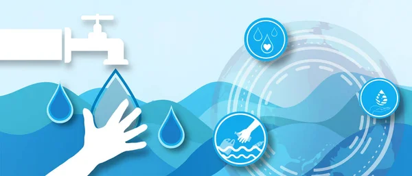 Dia Mundial Água Campanha Poupança Água Para Ecologia Conceito Proteção — Fotografia de Stock