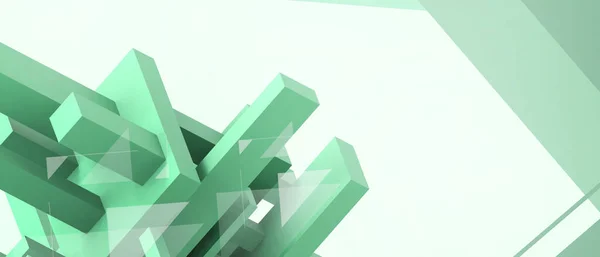 Abstrakte Architektur Hintergrund Futuristische Geometrische Formen Und Technologieentwicklungskonzept Auf Grün — Stockfoto