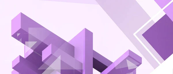 3D抽象アーキテクチャの背景 革新のための未来幾何学的形状とインターネット接続紫の上の開発コンセプト インスピレーション コピースペース バナー ソフトウェア 3Dレンダリング — ストック写真