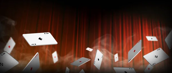 Çevrimiçi Kumarhane Para Oyunları Banner Poker Kartları Siyah Kırmızı Arka — Stok fotoğraf