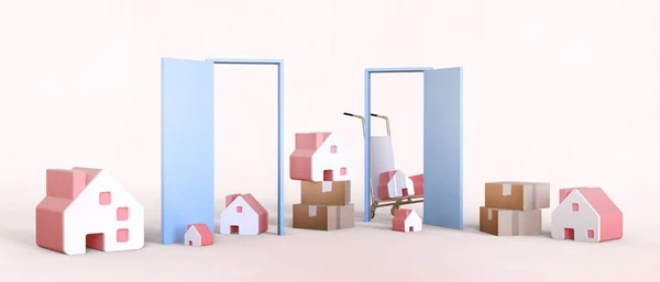 Deur Naar Het Starten Van Kleine Huisvesting Met Idee Creatief — Stockfoto