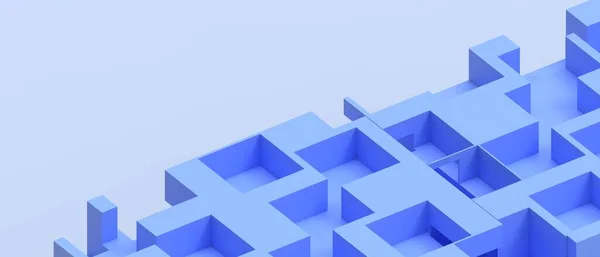 Conceito Solução Problemas Negócios Labirinto Azul Com Estrutura Modular Geometria — Fotografia de Stock