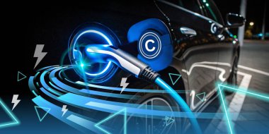 Endüstriyel geçmiş. Otomotiv endüstrisi ve gelecekteki seyahatlerin geliştirilmesinde EV otomobil şarj istasyonları kavramı