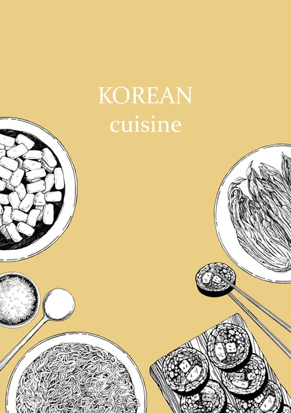Menu Vertical Brochure Illustration Plats Coréens — Image vectorielle