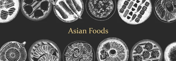 Brochure Menu Vectoriel Illustration Des Aliments Asiatiques — Image vectorielle