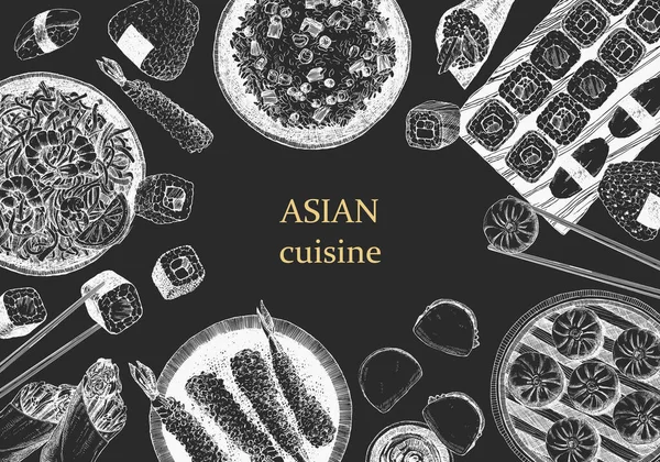 Brochure Menu Vectoriel Illustration Cuisine Asiatique — Image vectorielle