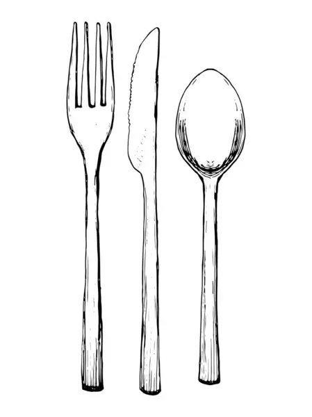Illustrazione Disegnata Mano Utensili Cucina Vettore Disegno Dell Inchiostro — Vettoriale Stock