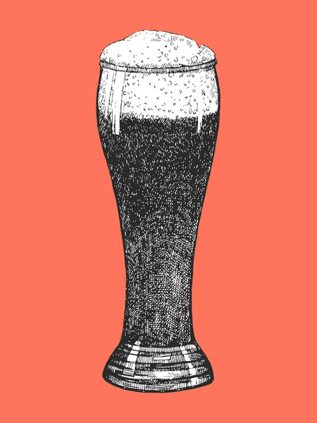 手工绘制了一杯啤酒的图解 水墨画 — 图库矢量图片