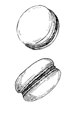 Makaron seti, el çizimi çizimi, vektör illüstrasyonu 