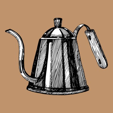 Çaydanlık el çizimi, vektör illüstrasyonu 