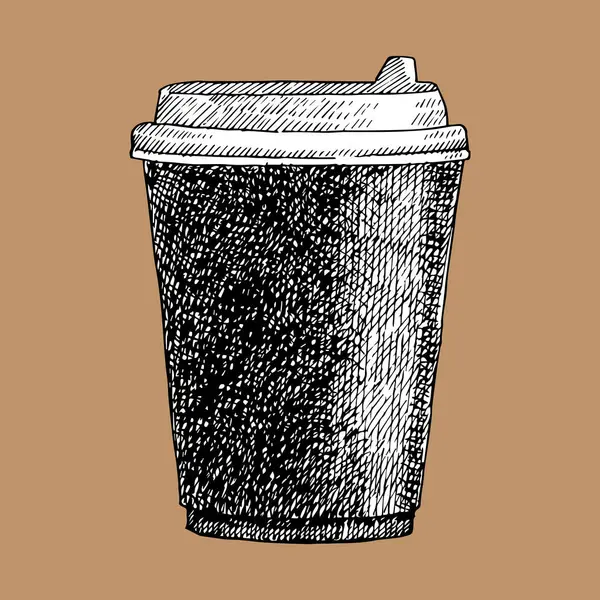 Káva Jít Šálek Ručně Kreslený Náčrt Vektorové Ilustrace — Stockový vektor